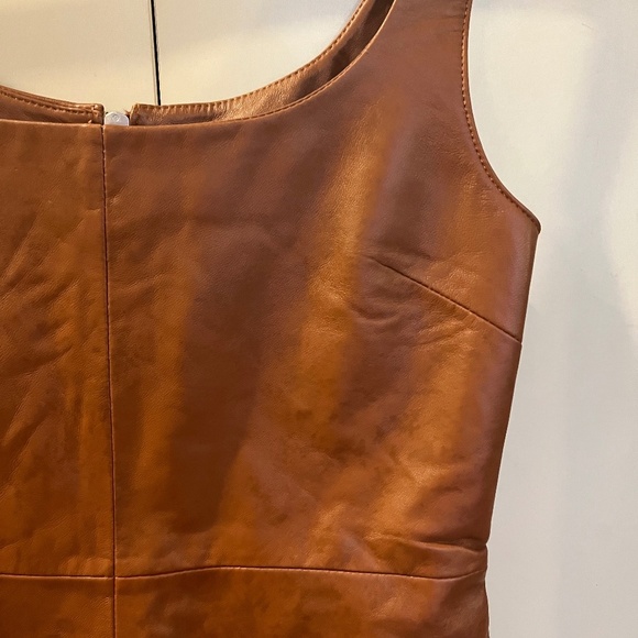 *MSRP $400* Ena Pelly Delaney Leather Mini Dress in Whiskey NWT Size 4 - Picture 7 of 13
